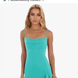 Elegant Turquoise Mini Dress